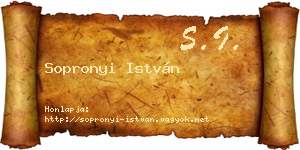 Sopronyi István névjegykártya